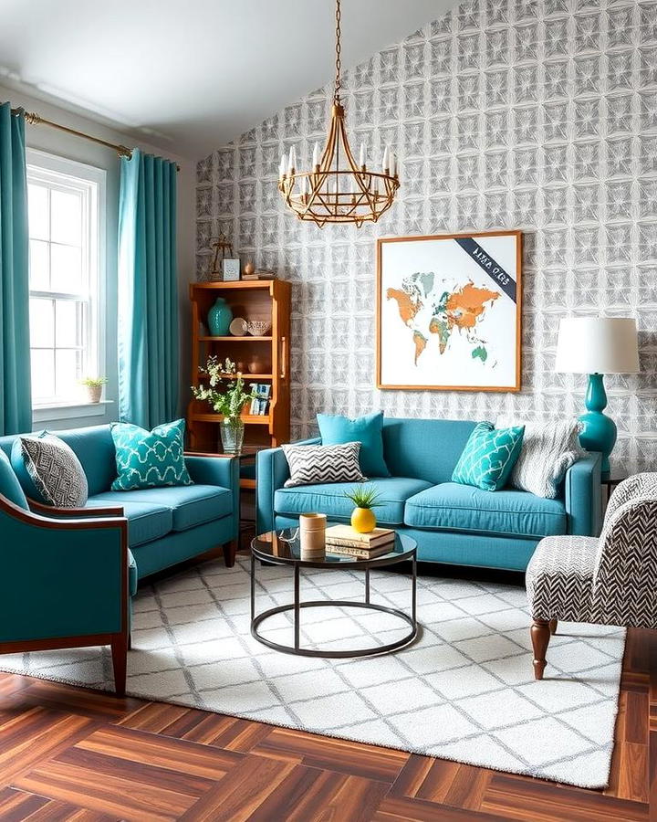 Teal and Grey Geometric Patterns