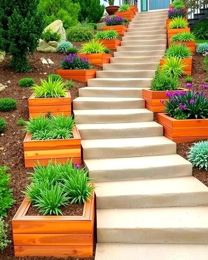 Terraced Steps with Planters