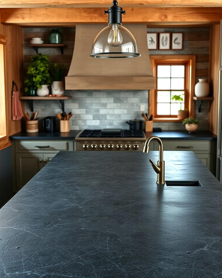 Textured Black Soapstone Countertops