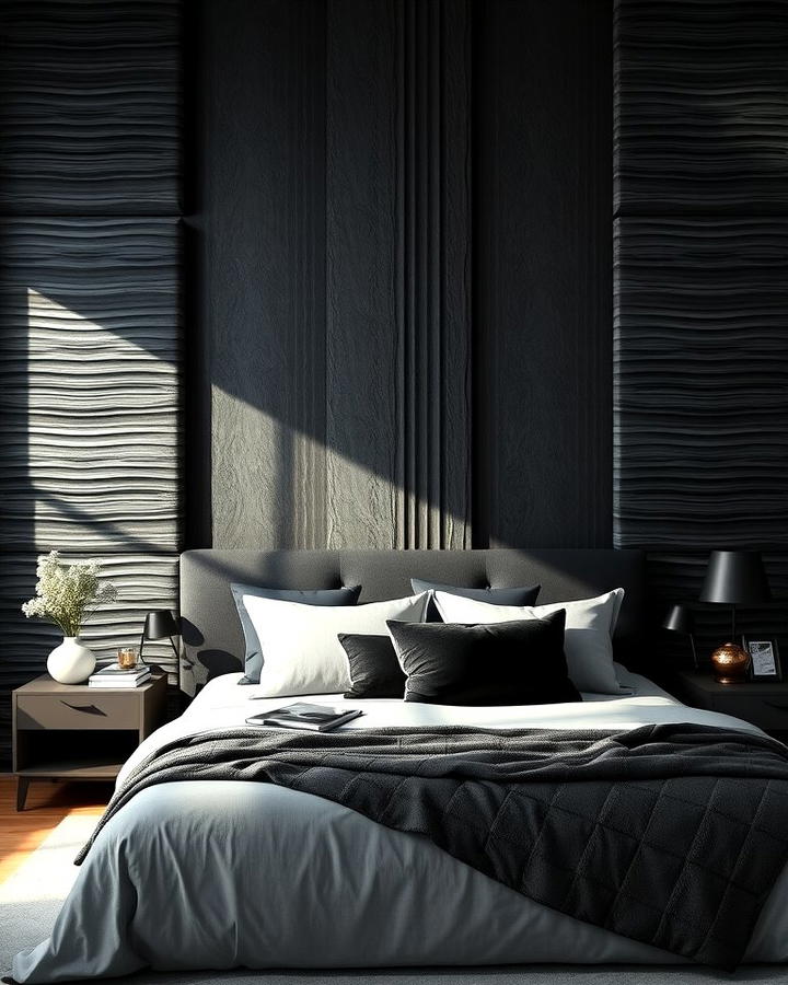 Textured Black Wall Panels