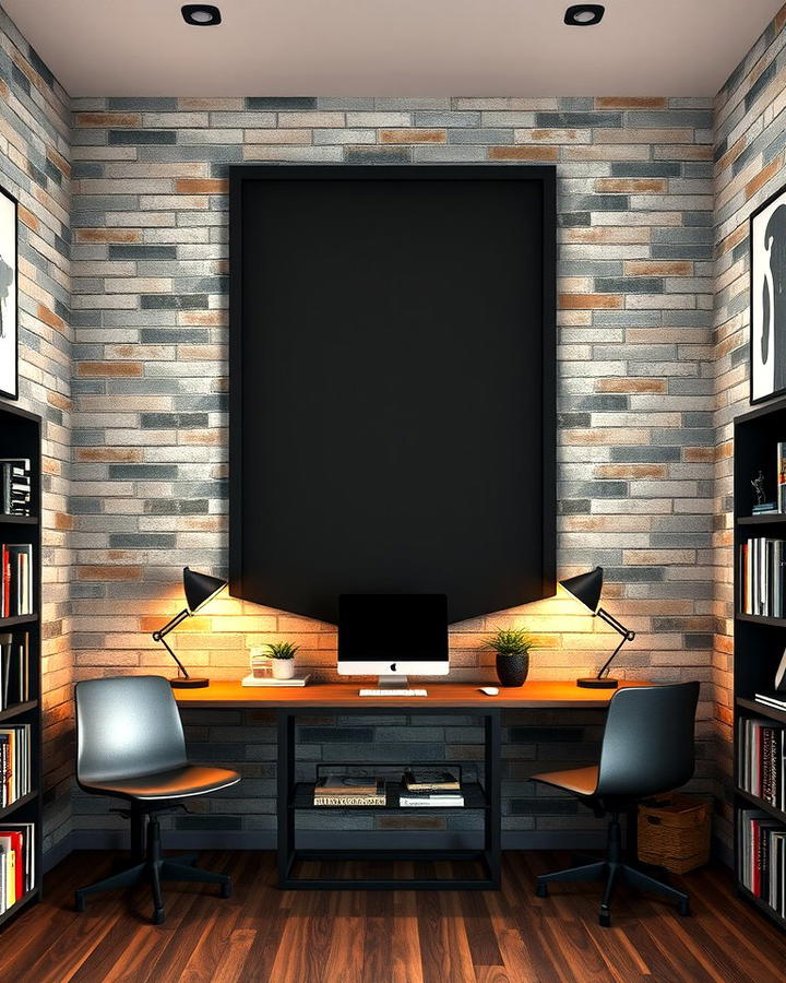 Textured Black Wall in the Study