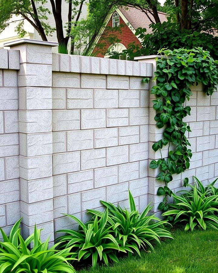 Textured Concrete Block Fence