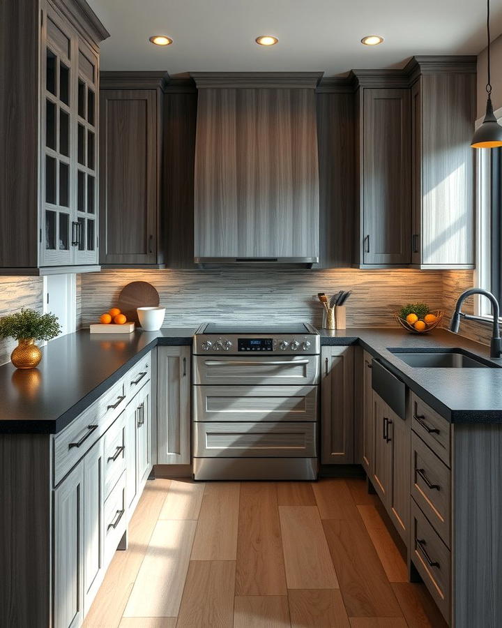 Textured Gray Cabinets for Added Depth