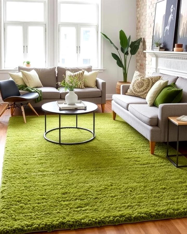 Textured Green Wool Rugs