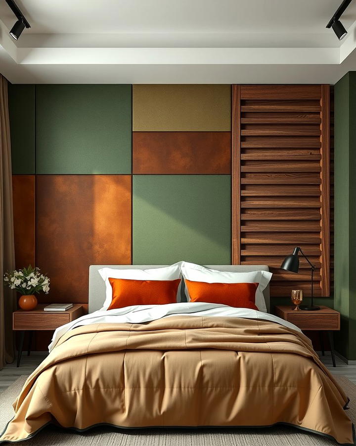 Textured Wall Panels in Green and Brown