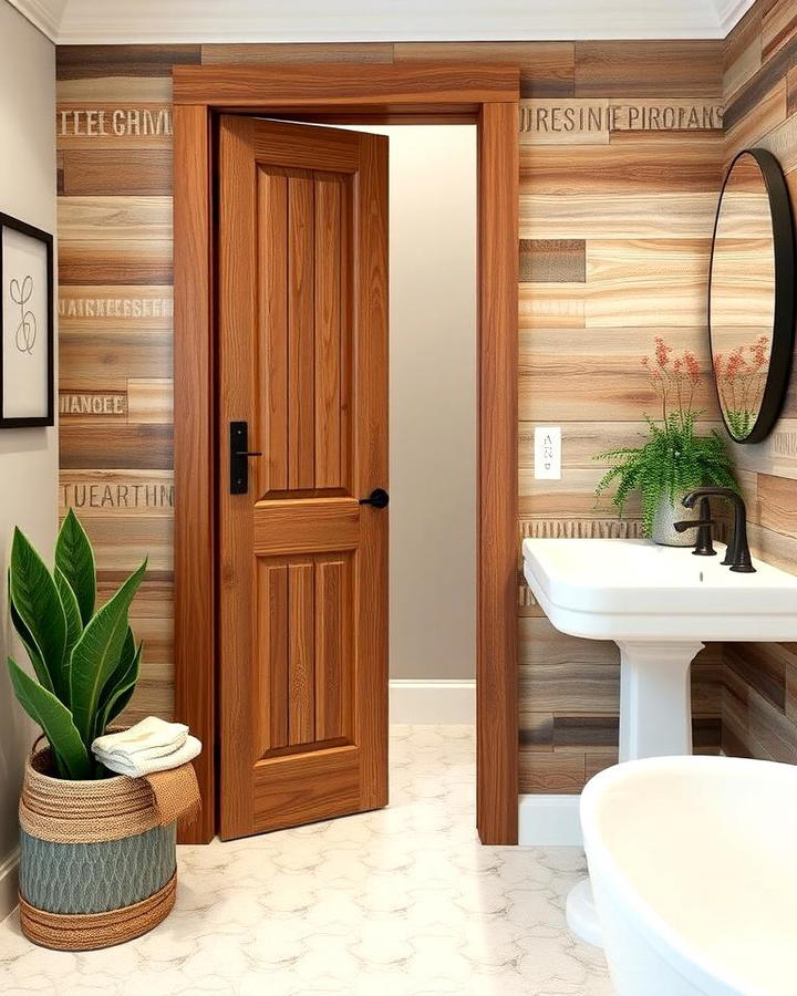 Textured Wood Pocket Door for Added Character