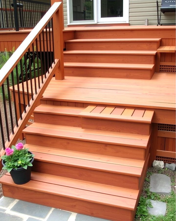 Tiered Deck Steps with Built In Seating