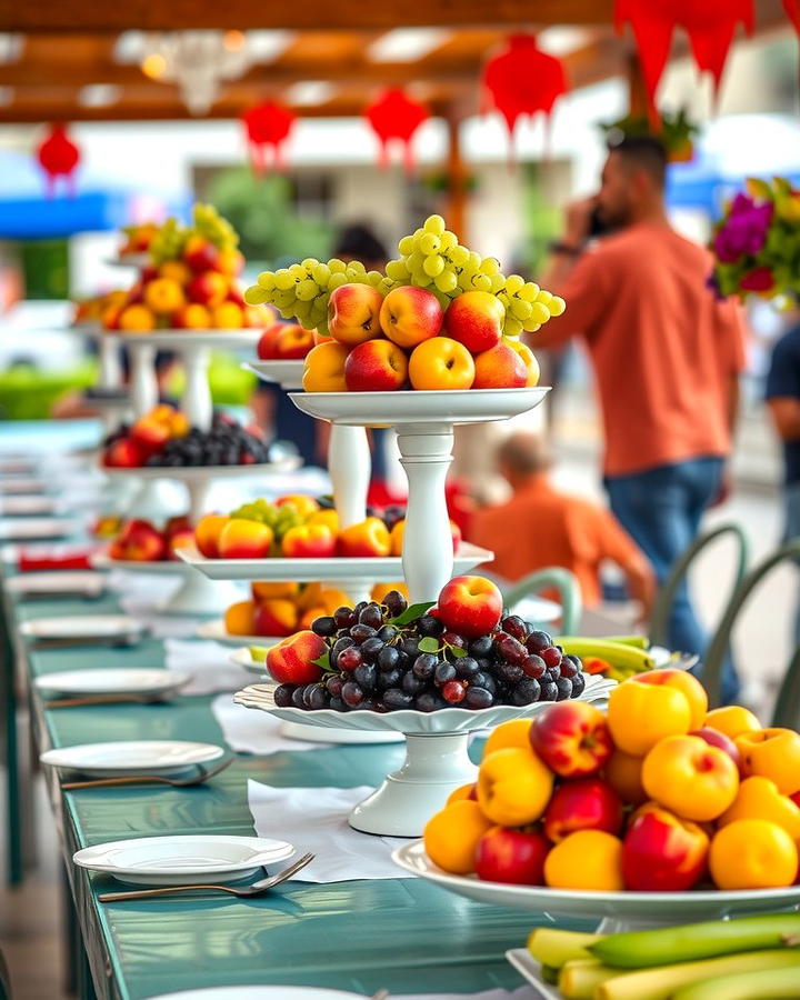 Tiered Fruit Stand with Fresh Produce