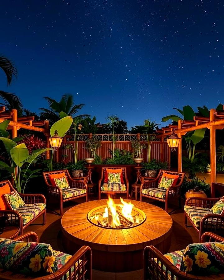 Tiki Inspired Fire Pit Lounge