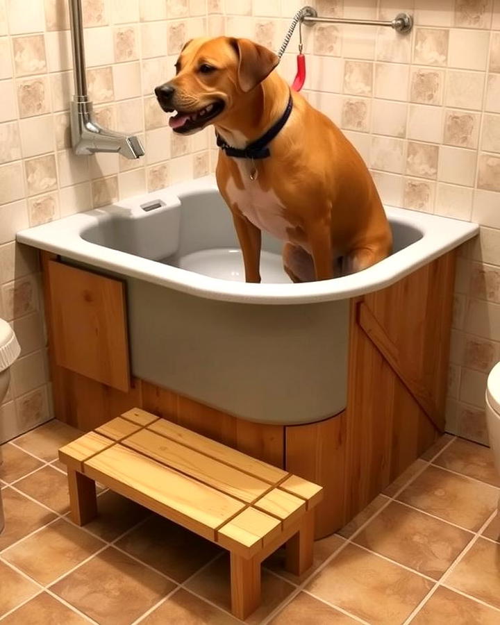 Tile Lined Dog Wash Station with Built In Steps