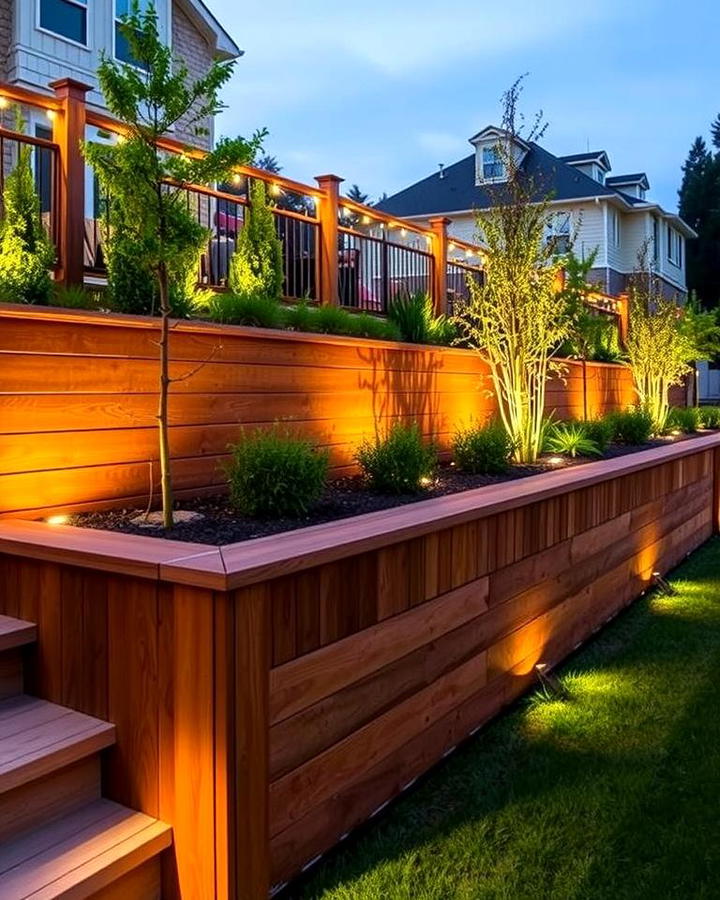 Timber Retaining Walls with Lighting