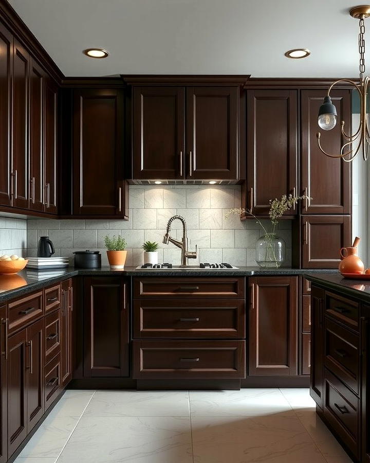 Timeless Contrast with Espresso Cabinets