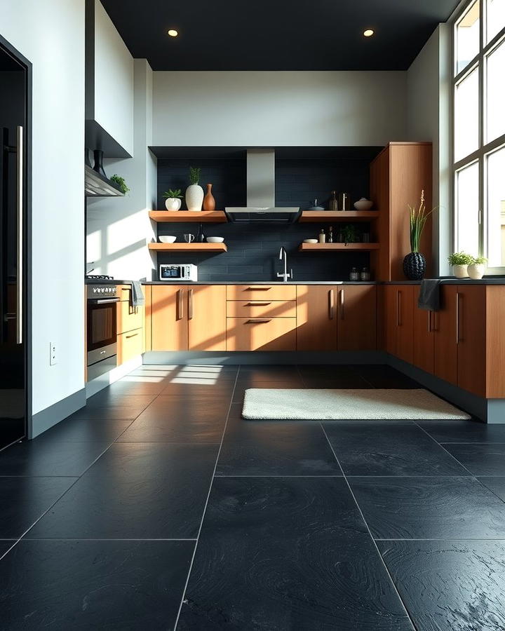 Timeless Elegance with Dark Slate Floors