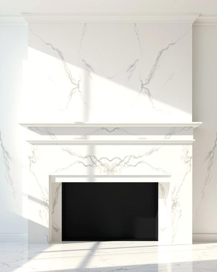 Timeless White Marble Fireplace