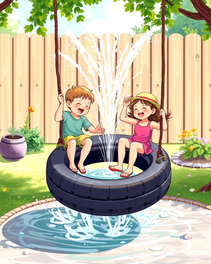 Tire Swing Water Play Feature