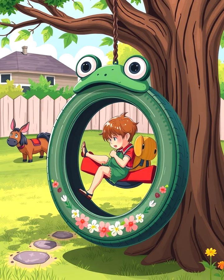 Tire Swing with Animal Design