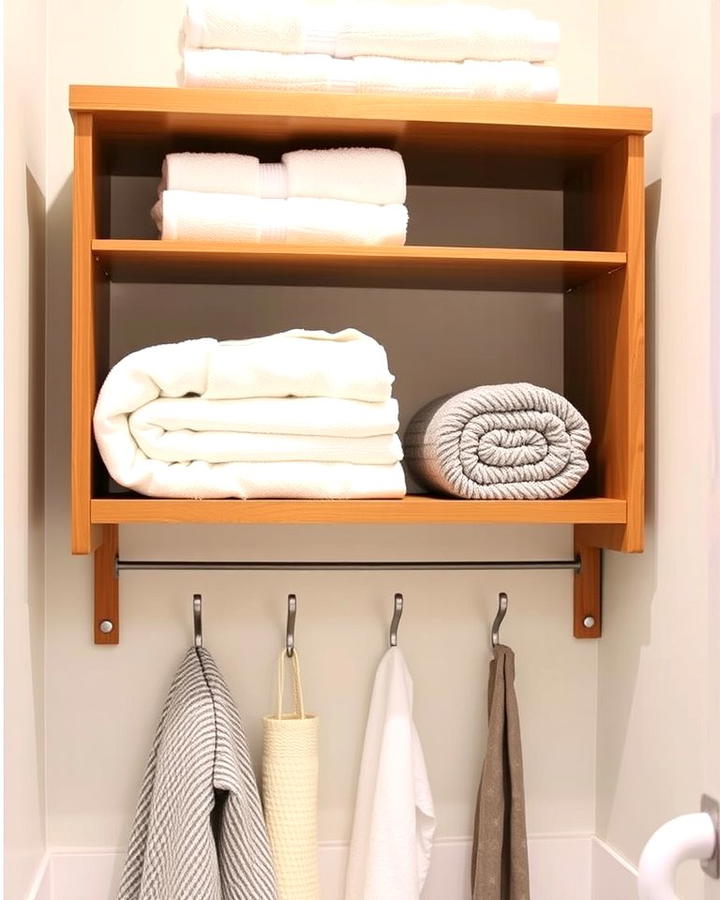 Towel Shelf with Hooks