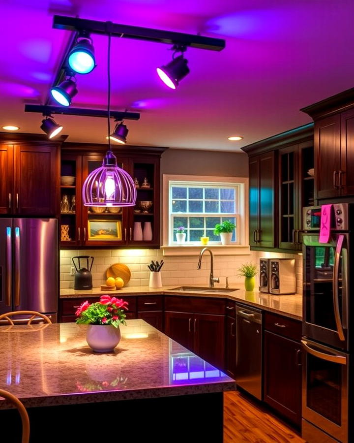 Track Lighting with Color Changing LEDs for Versatility