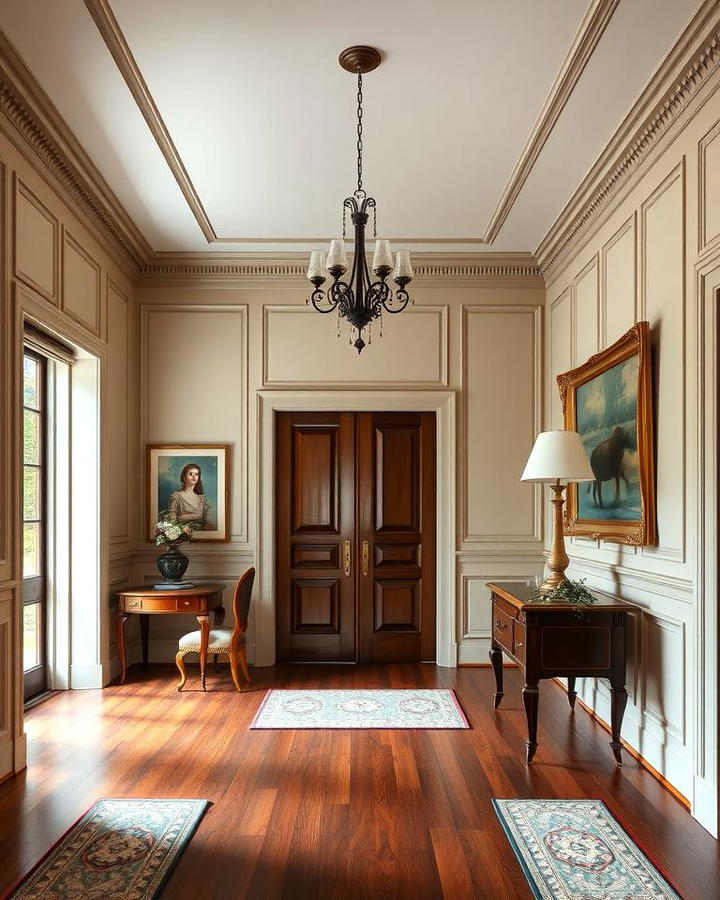 Traditional Raised Panel Wainscoting for a Sophisticated Entry