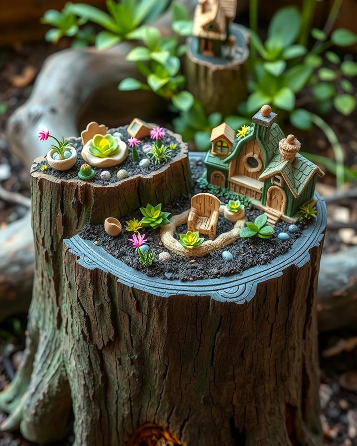 Tree Stump Fairy Garden 2