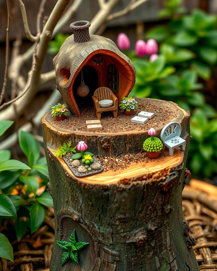 Tree Stump Fairy Garden