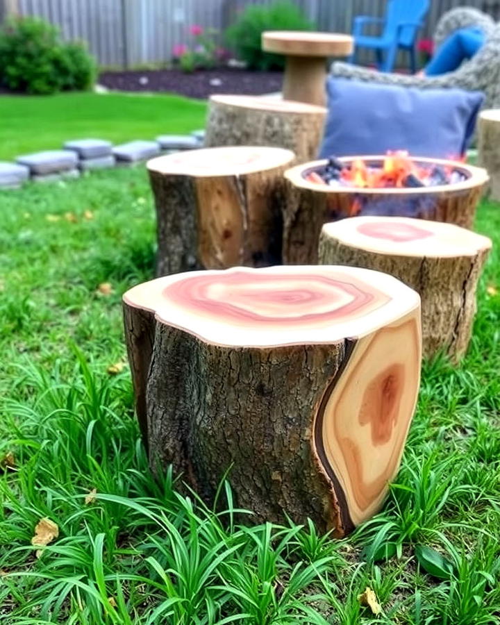 Tree Stump Seats for Firepit