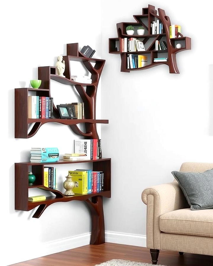 Tree Style Corner Bookshelves