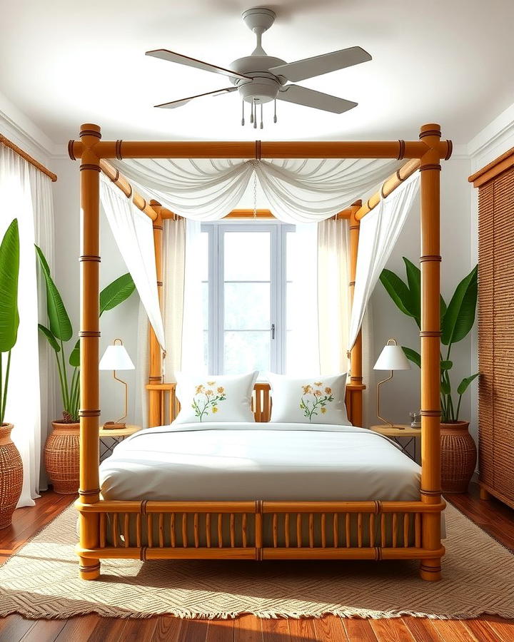 Tropical Canopy Bed with Bamboo Details