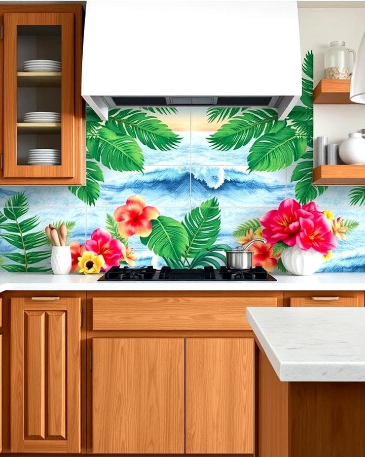 Tropical Inspired Backsplash