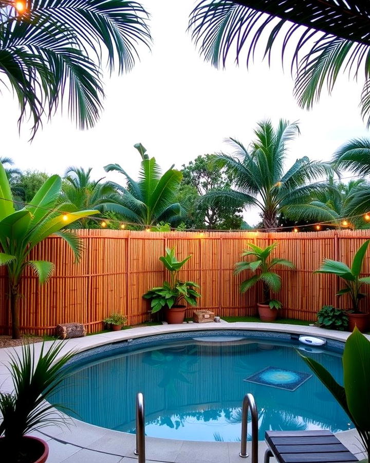 Tropical Oasis with a Bamboo Fence