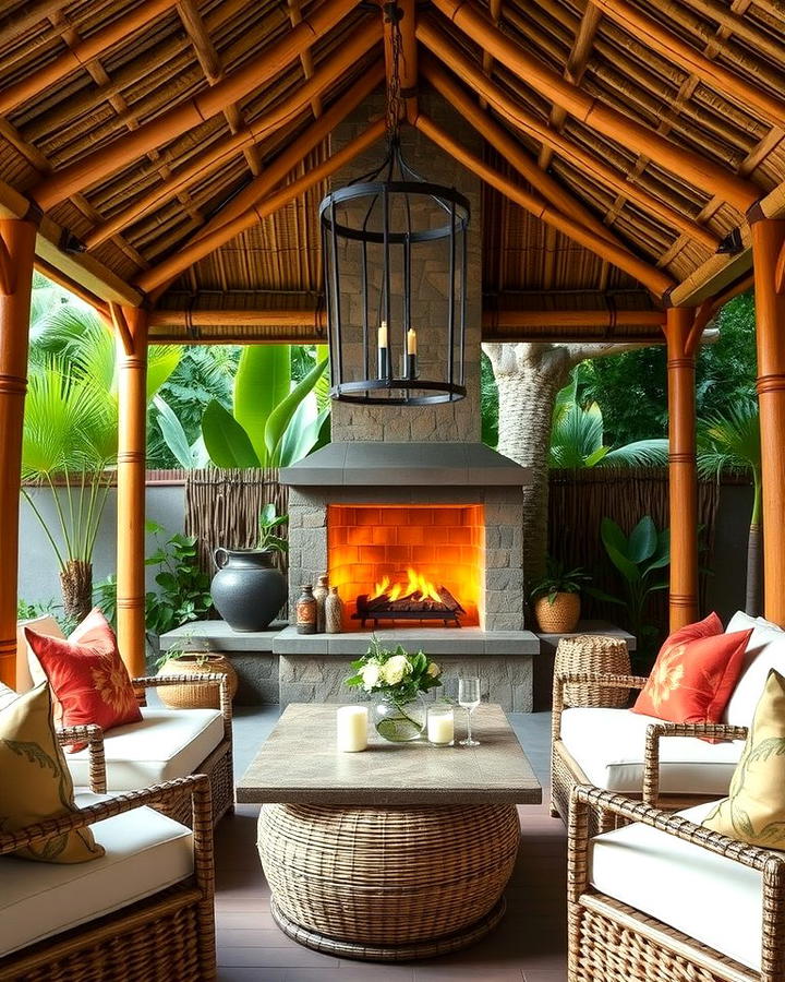 Tropical Pavilion with Fireplace