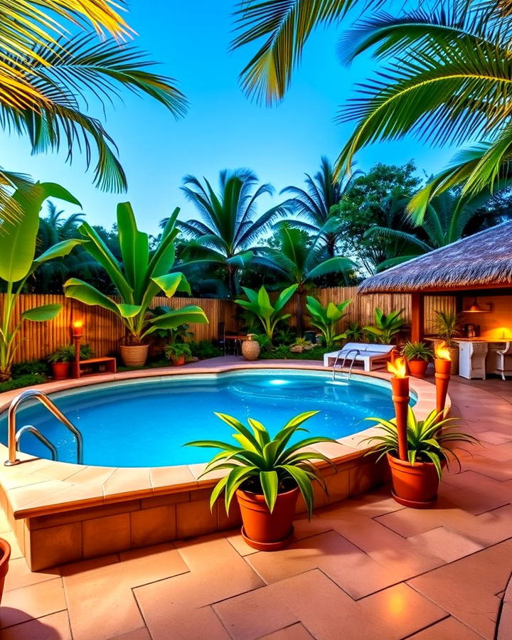 Tropical Themed Pool Area