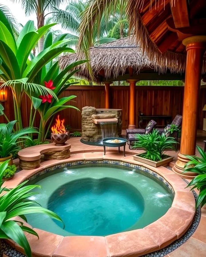 Tropical Themed Sunken Hot Tub