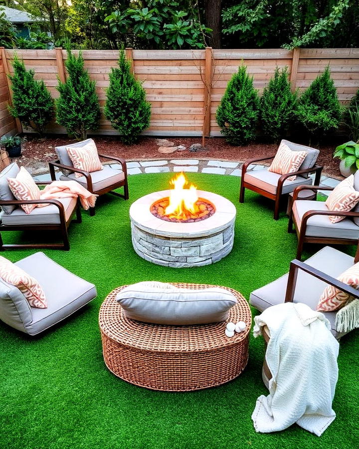 Turf Fire Pit Lounge Idea