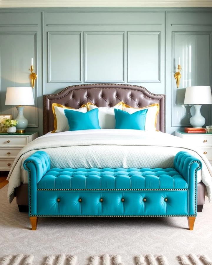 Turquoise Upholstered Bench