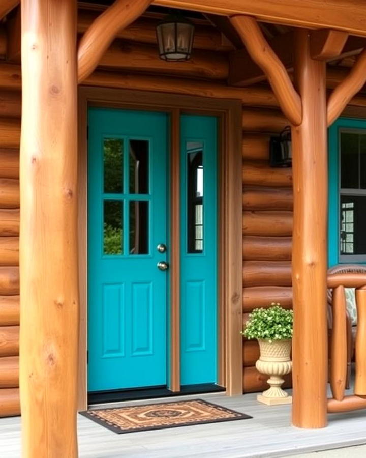 Turquoise and Natural Wood Contrast