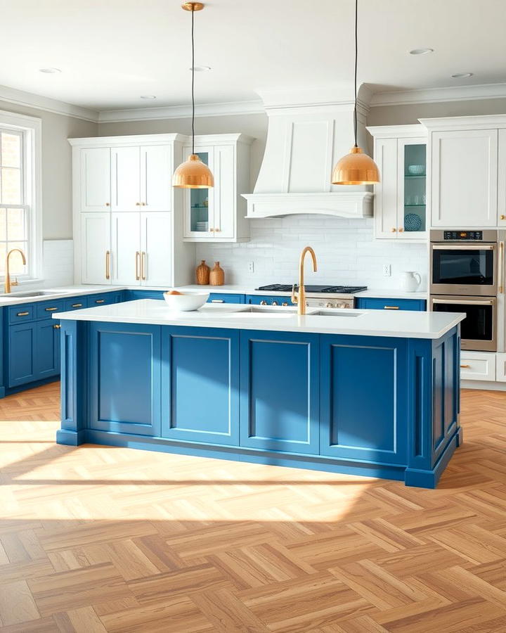 Two Tone Blue and White Kitchen Islands