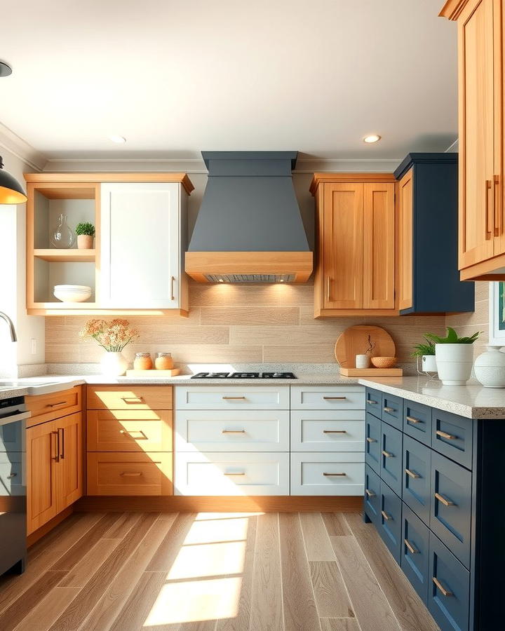 Two Tone Maple Cabinets for Contrast