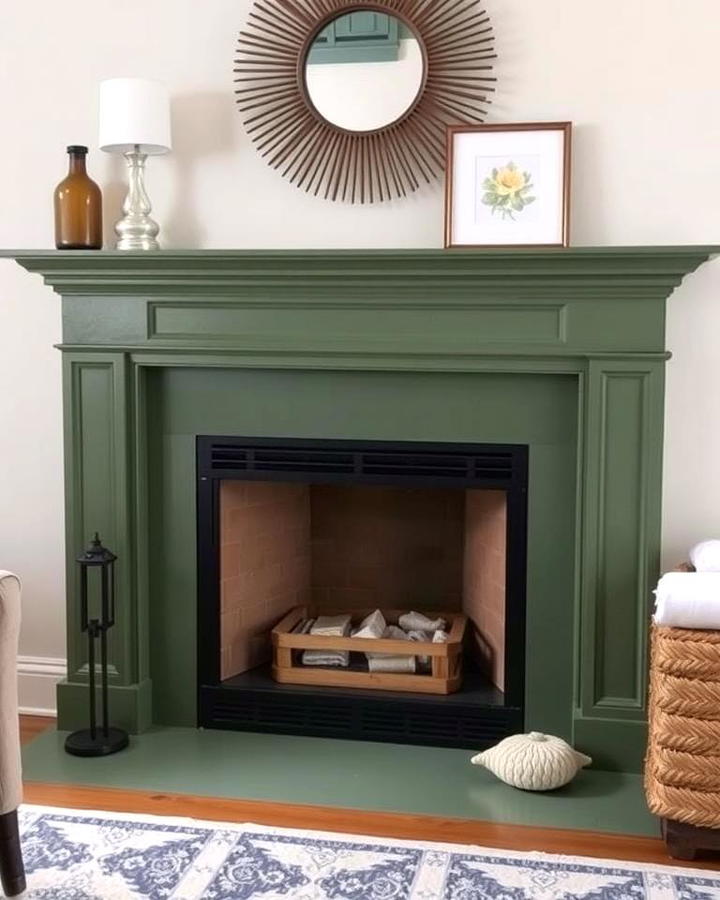 Two Tone Sage Green Fireplace