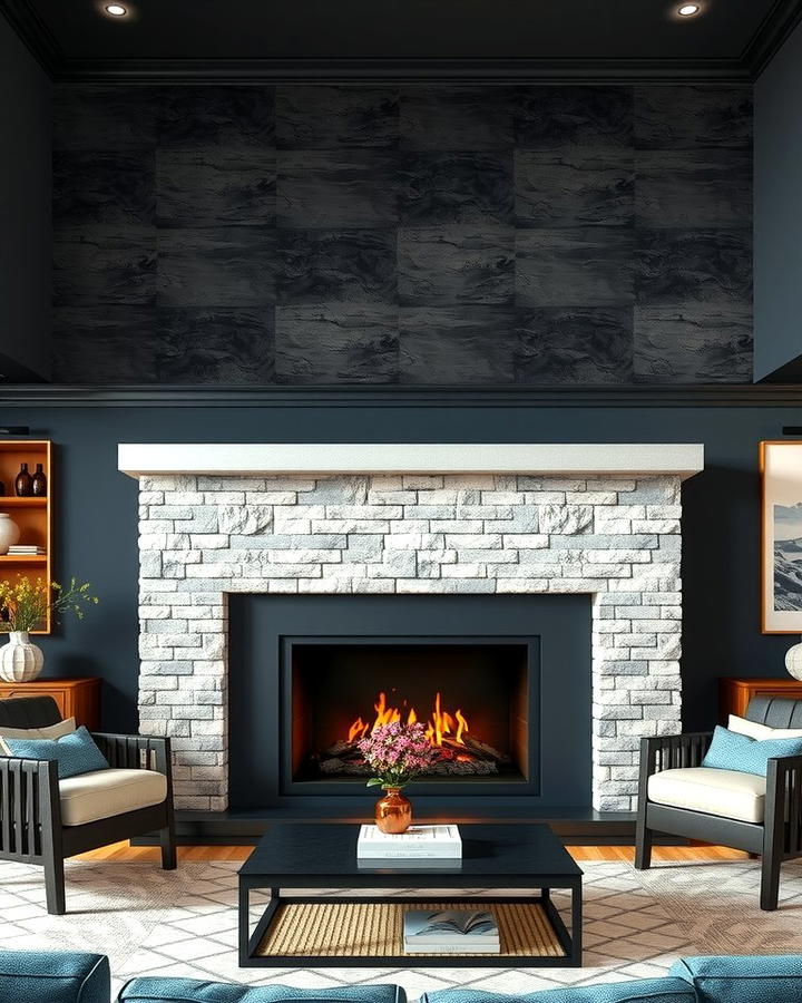 Two Toned Faux Stone Fireplace Design