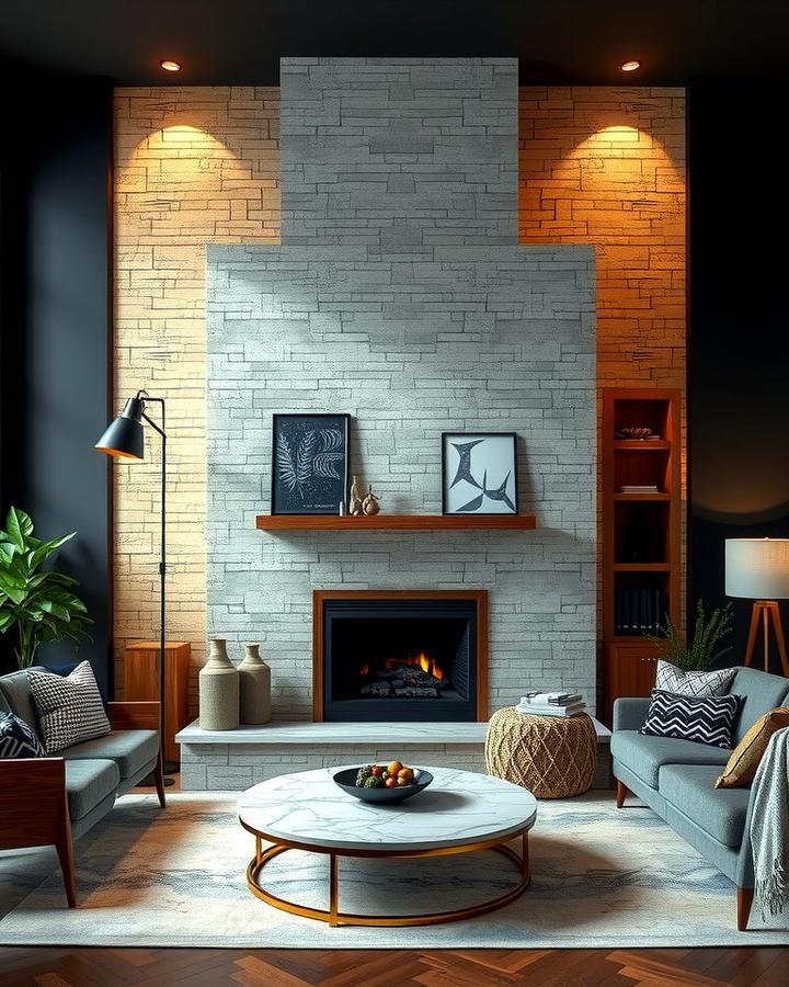 Two Toned Faux Stone Fireplace