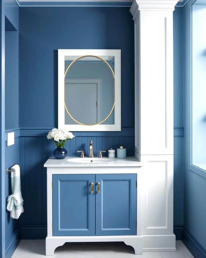 Two Toned Vanity with Blue and White