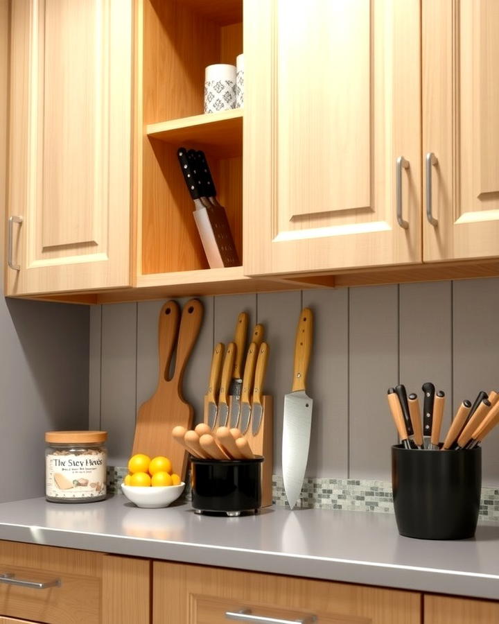 Under Cabinet Knife Storage for Hidden Convenience