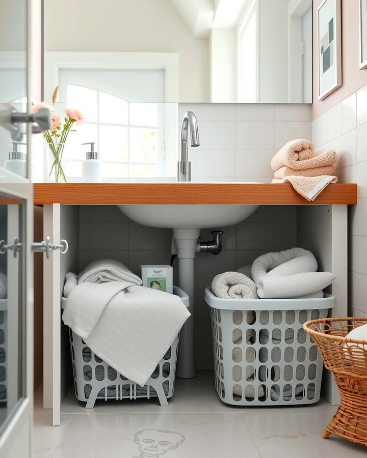 Under Sink Laundry Basket Storage