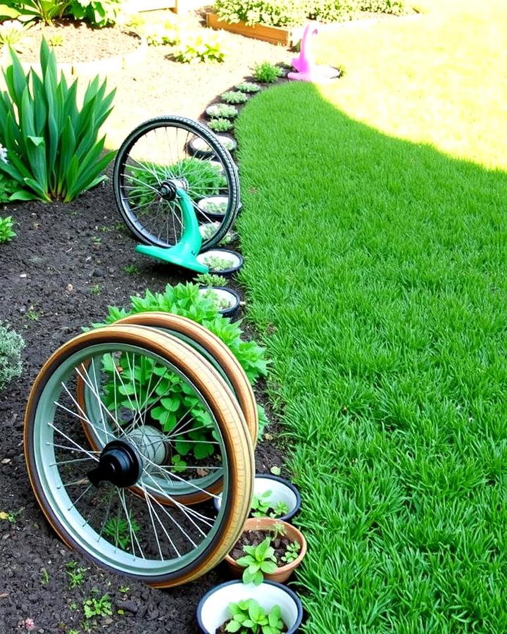 Upcycled Wheel Edging