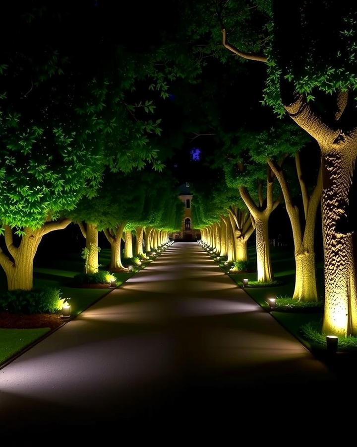 Uplighting for Trees Along Driveways