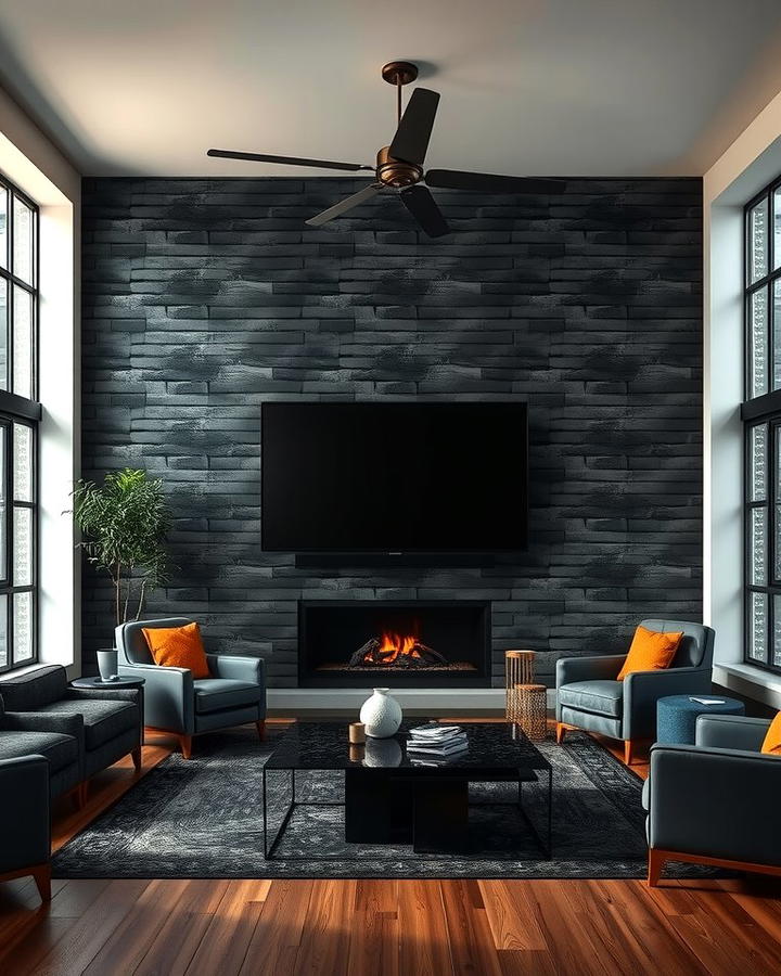 Urban Edge with Black Brick Wallpaper