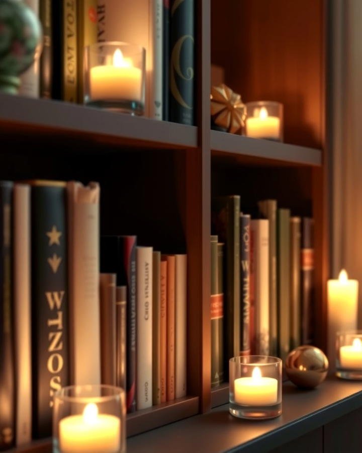 Use Candles to Illuminate Bookshelves