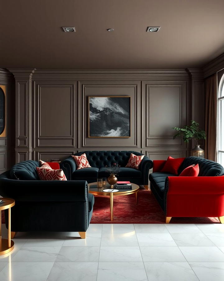 Velvet Black and Red Furniture