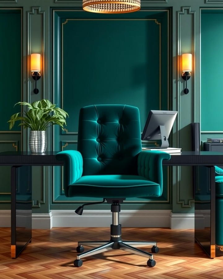 Velvet Dark Green Office Chair for Comfort